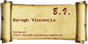 Beregh Vincencia névjegykártya